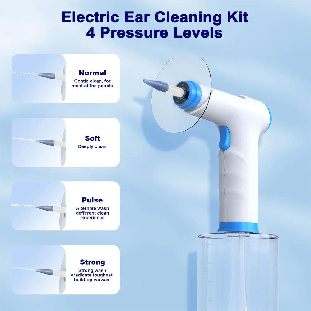 Povei Electric Earwax Remover Kit for Gentle Ear Cleaning - 4 Pressure Modes