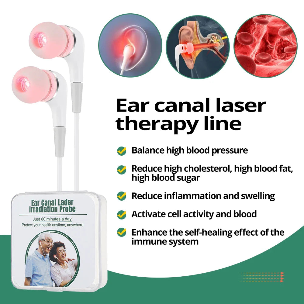 Povei 650nm Ear Canal Laser Physiotherapy for High Blood Pressure & Fat Inflammation