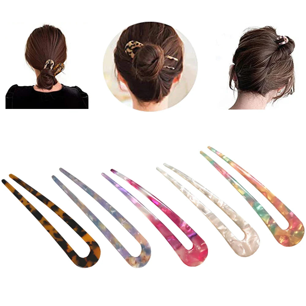 Povei Classic U Shape Hair Forks Vintage Hairstyle Bun Hair Sticks