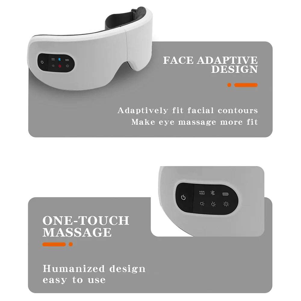 Povei Bluetooth Eye Massager: Relaxing Vibration & Heat Therapy for Eye Strain, Better Sleep