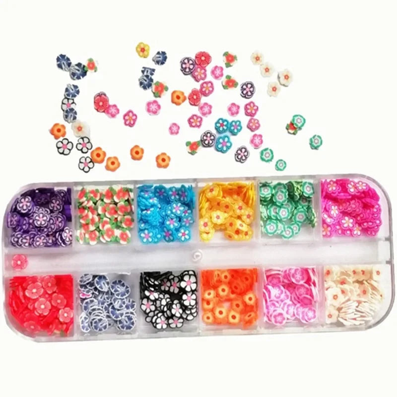 Povei 3D Nail Art Accessories Mixed Flowers Fruit Sliced Clay Decoration