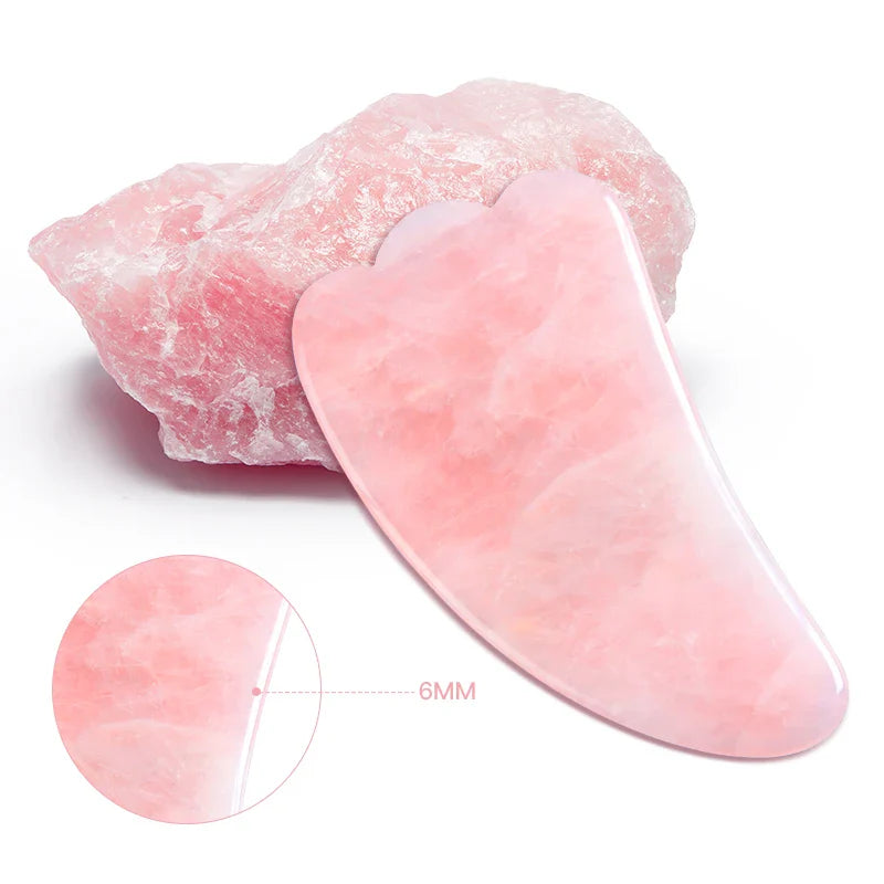 Povei Rose Jade Gua Sha Scraper: Face Neck Skin Lift Massage Beauty Tool