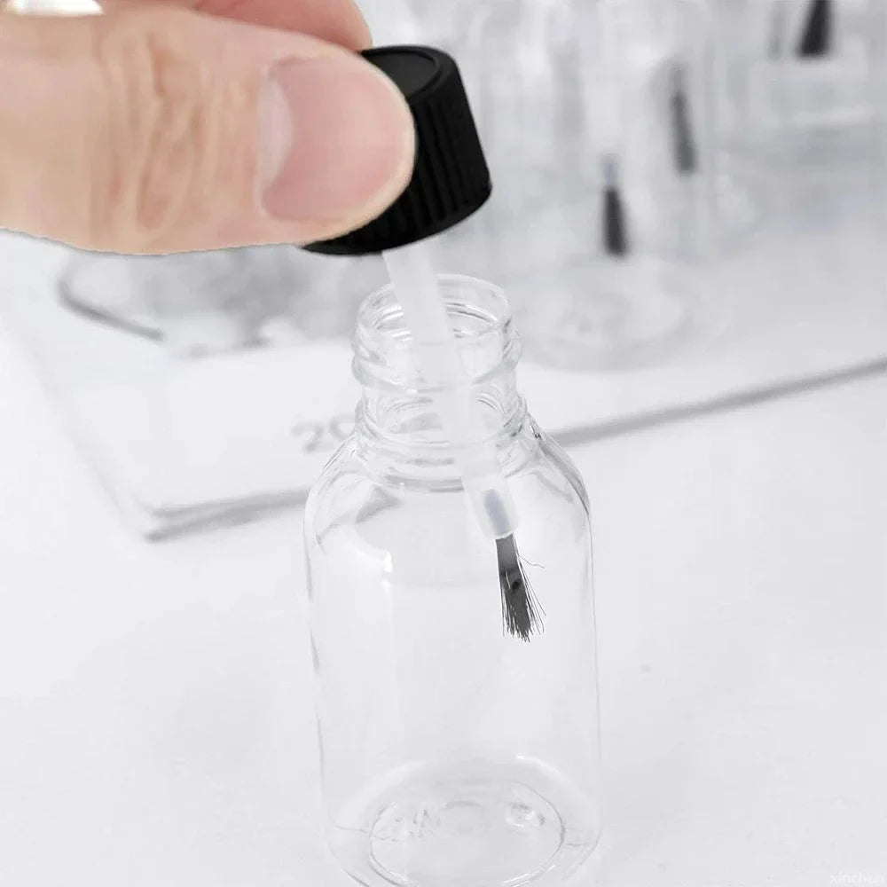 Povei Clear Nail Polish Bottles 30ml Refillable Leakproof Storage Jars with Brush Cap