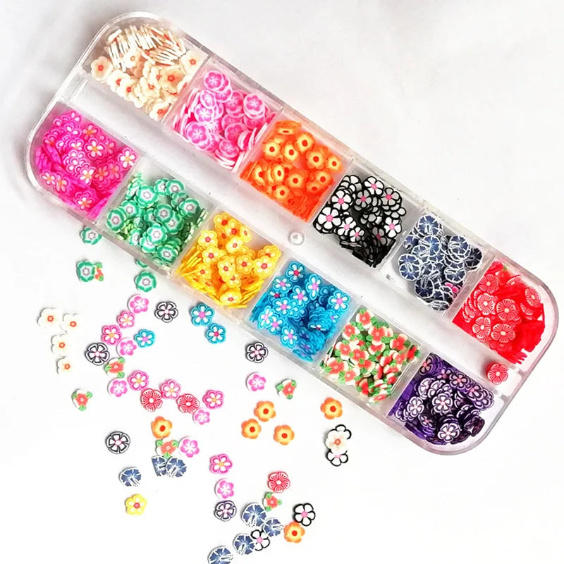 Povei 3D Nail Art Accessories Mixed Flowers Fruit Sliced Clay Decoration