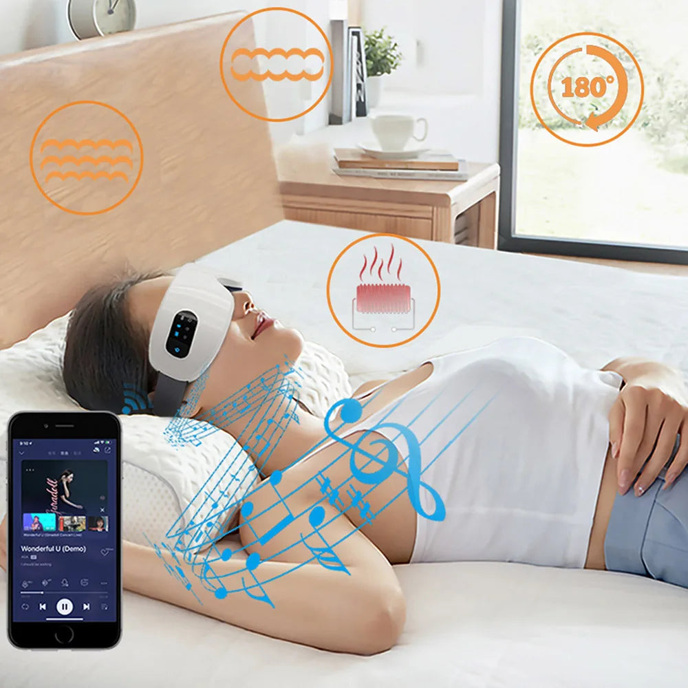 Povei Bluetooth Eye Massager: Relaxing Vibration & Heat Therapy for Eye Strain, Better Sleep