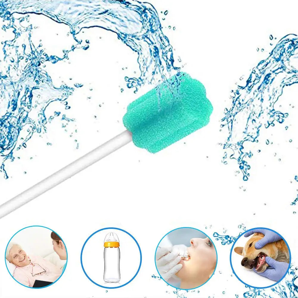 Povei Disposable Mouth Swabs Sponge Dental Swabsticks for Oral Care Health