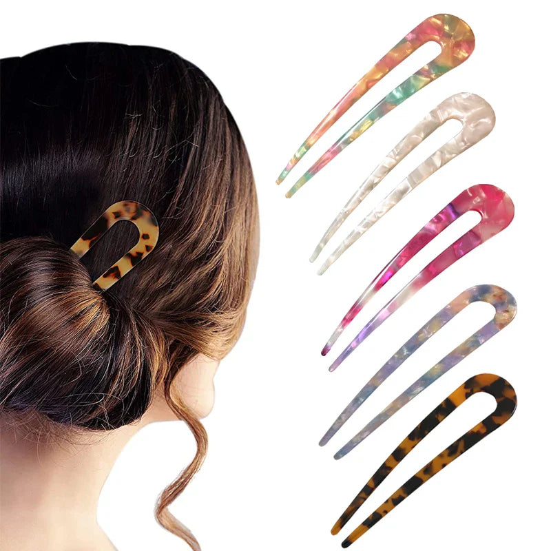 Povei Classic U Shape Hair Forks Vintage Hairstyle Bun Hair Sticks