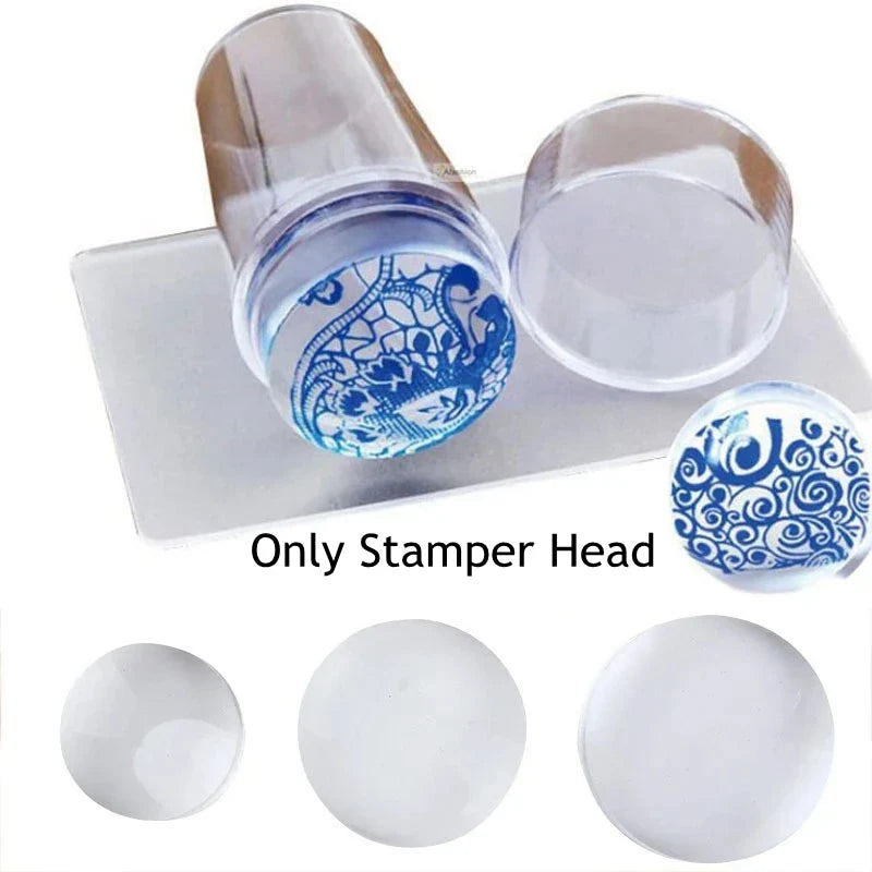 Povei Clear Jelly French Nail Stamper Refill Head - Nail Art Seal Stamp Template