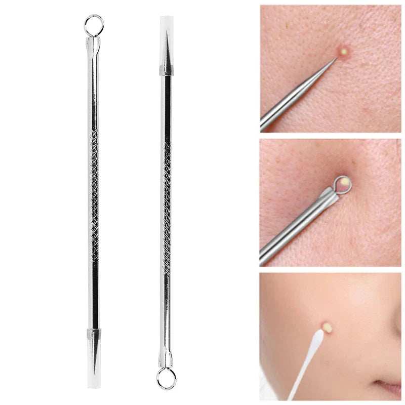 Povei Blackhead Acne Pimple Extractor Remover Stainless Steel Needles Face Skin Care