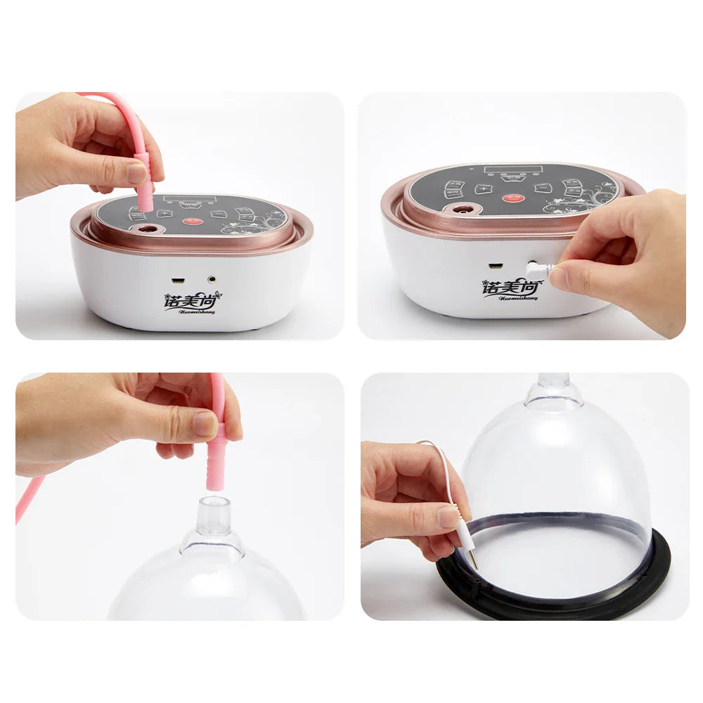 Povei Big Breast Massager Vacuum Cup Vibrating Nipple Sucker Pump