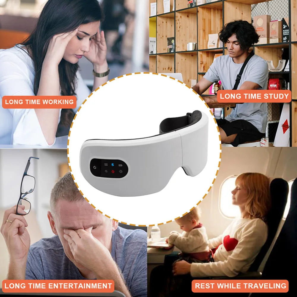 Povei Bluetooth Eye Massager: Relaxing Vibration & Heat Therapy for Eye Strain, Better Sleep