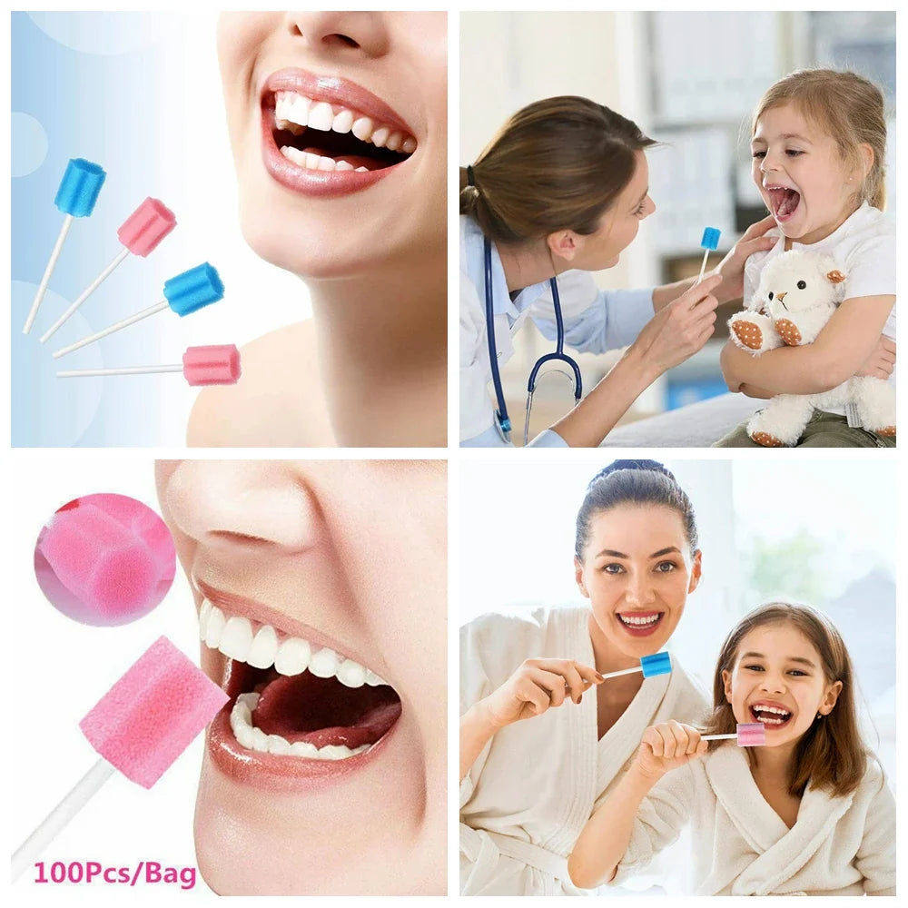 Povei Disposable Mouth Swabs Sponge Dental Swabsticks for Oral Care Health