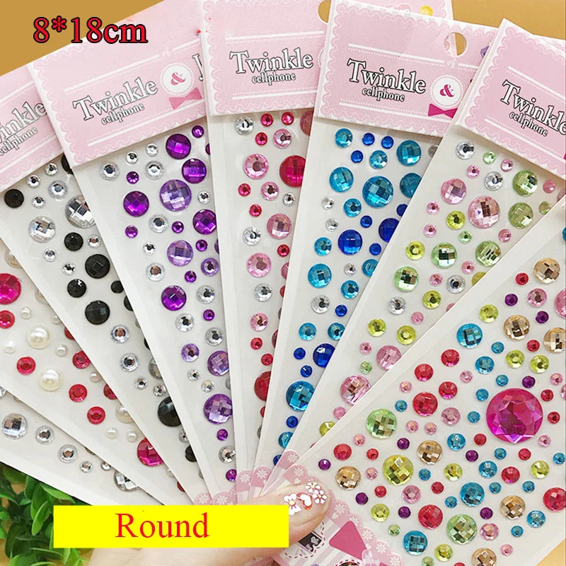 Povei 3D Diamond Eyebrow & Nail Rhinestone Sticker – Colorful Craft Gems Dress Up