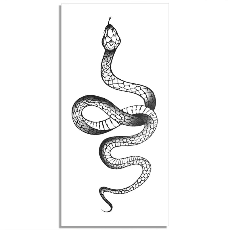 Povei Black Snake Arm Tattoo Stickers Large Size Men Women Waterproof Long Lasting