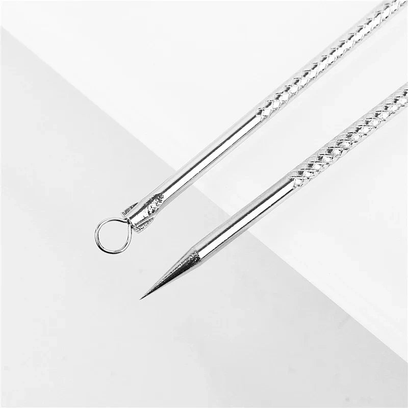 Povei Blackhead Acne Pimple Extractor Remover Stainless Steel Needles Face Skin Care