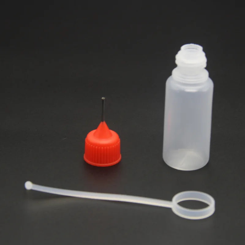 Povei 10ml Needle Tip Glue Bottle: Squeezable Applicator with Caps - Set of 5