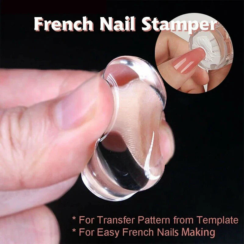 Povei Clear Jelly French Nail Stamper Refill Head - Nail Art Seal Stamp Template