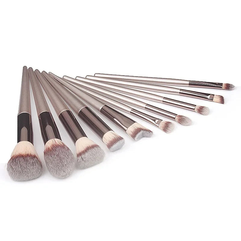 Povei Champagne Makeup Brushes Set for Luxury Cosmetics Tools