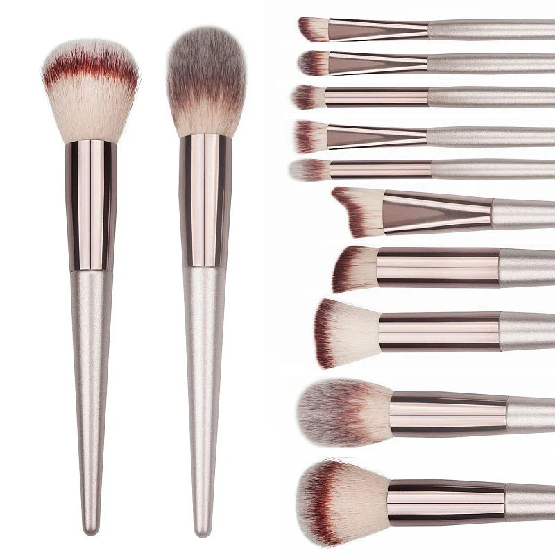 Povei Champagne Makeup Brushes Set for Luxury Cosmetics Tools