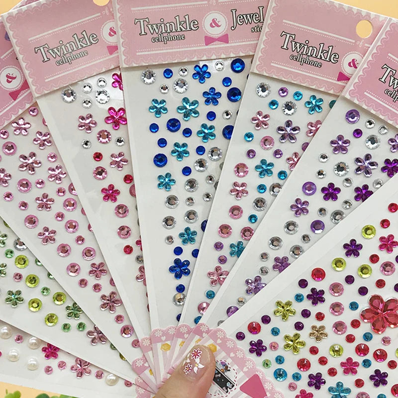 Povei 3D Diamond Eyebrow & Nail Rhinestone Sticker – Colorful Craft Gems Dress Up