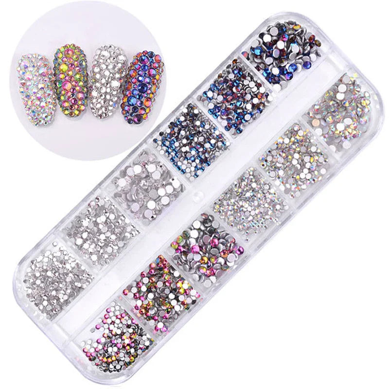 Povei 3D Glitter Crystal Gem Glass Rhinestones Nail Art Decorations