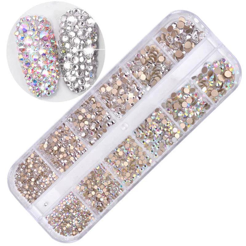 Povei 3D Glitter Crystal Gem Glass Rhinestones Nail Art Decorations