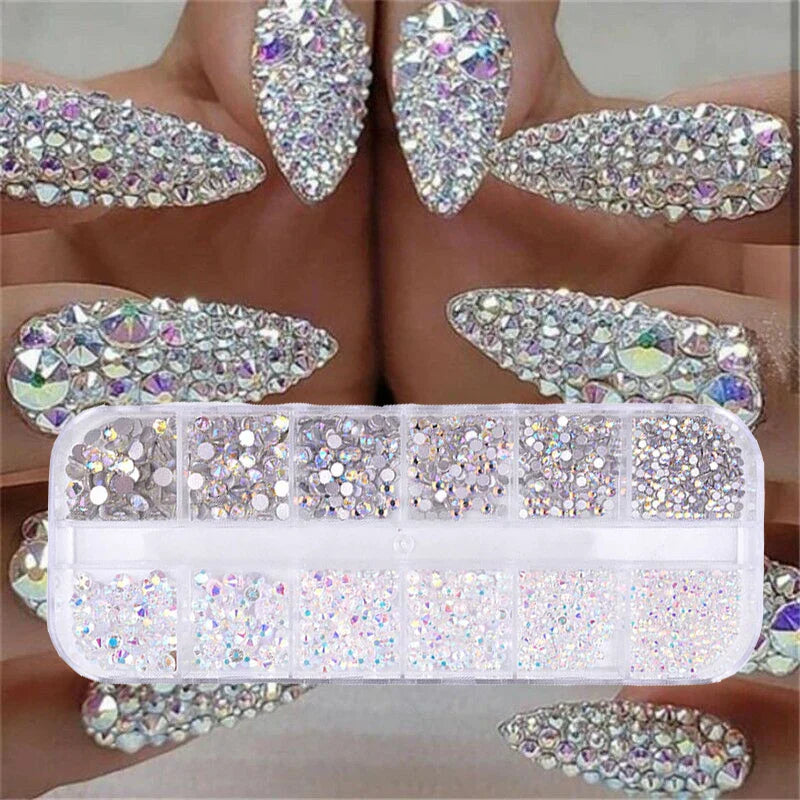 Povei 3D Glitter Crystal Gem Glass Rhinestones Nail Art Decorations