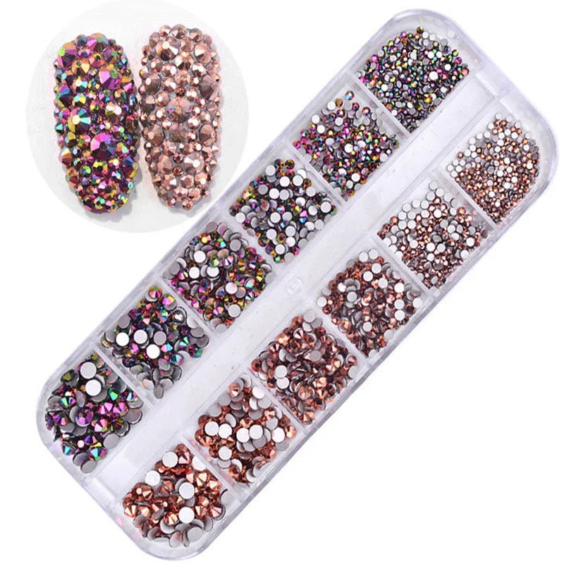 Povei 3D Glitter Crystal Gem Glass Rhinestones Nail Art Decorations