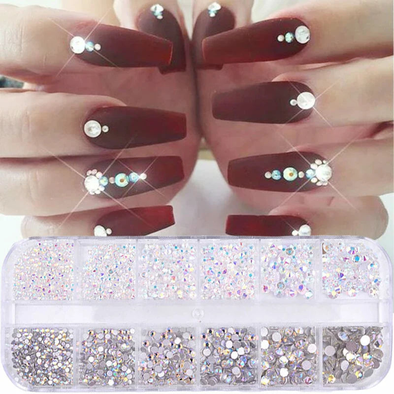 Povei 3D Glitter Crystal Gem Glass Rhinestones Nail Art Decorations