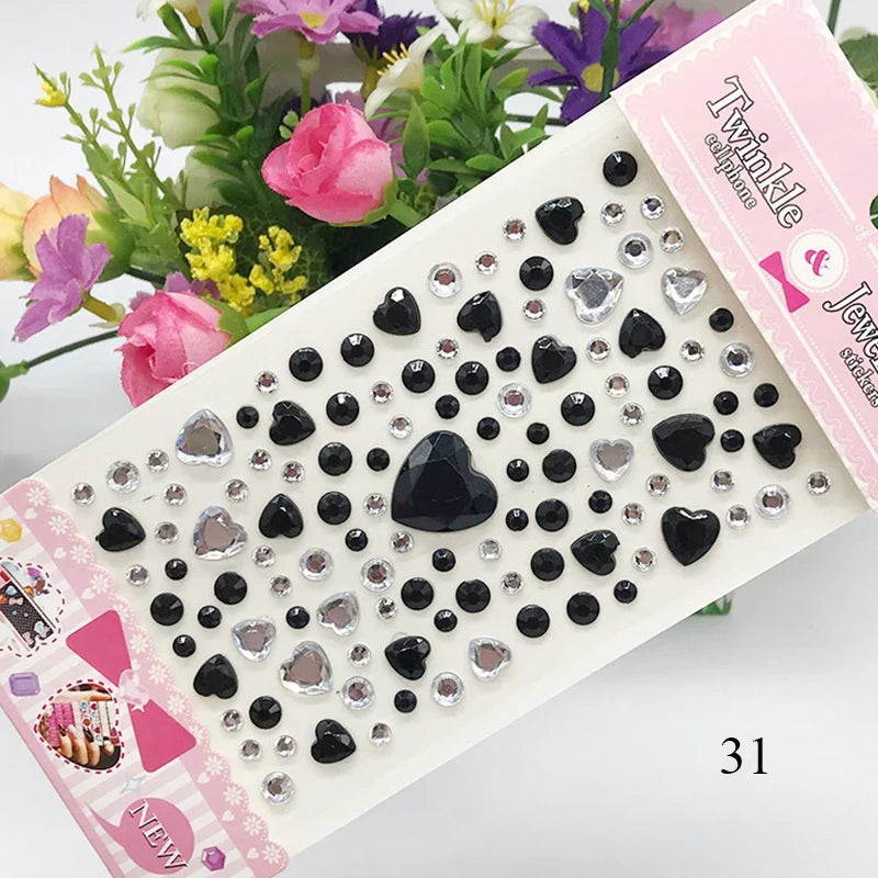 Povei 3D Diamond Eyebrow & Nail Rhinestone Sticker – Colorful Craft Gems Dress Up