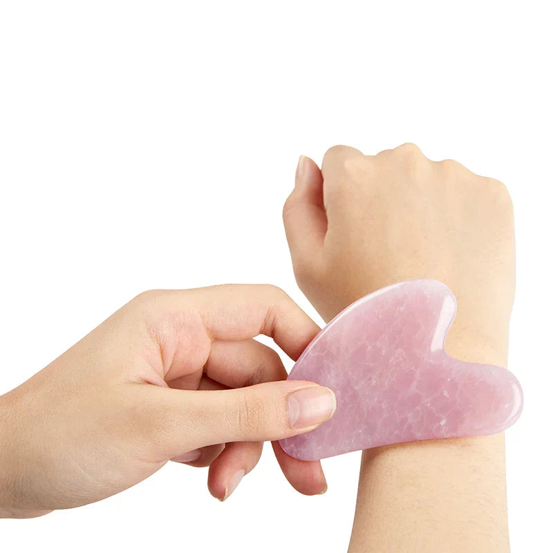 Povei Rose Jade Gua Sha Scraper: Face Neck Skin Lift Massage Beauty Tool