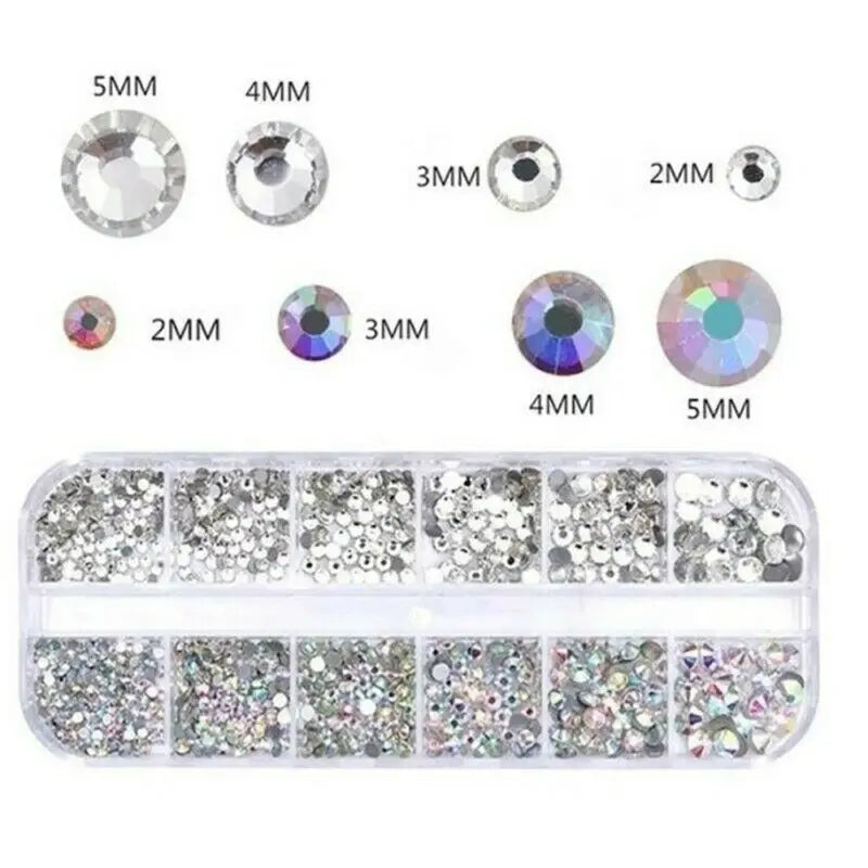 Povei Crystal Rhinestone Jewelry Glass 3D Glitter Diamond Gem Nail Art Decoration