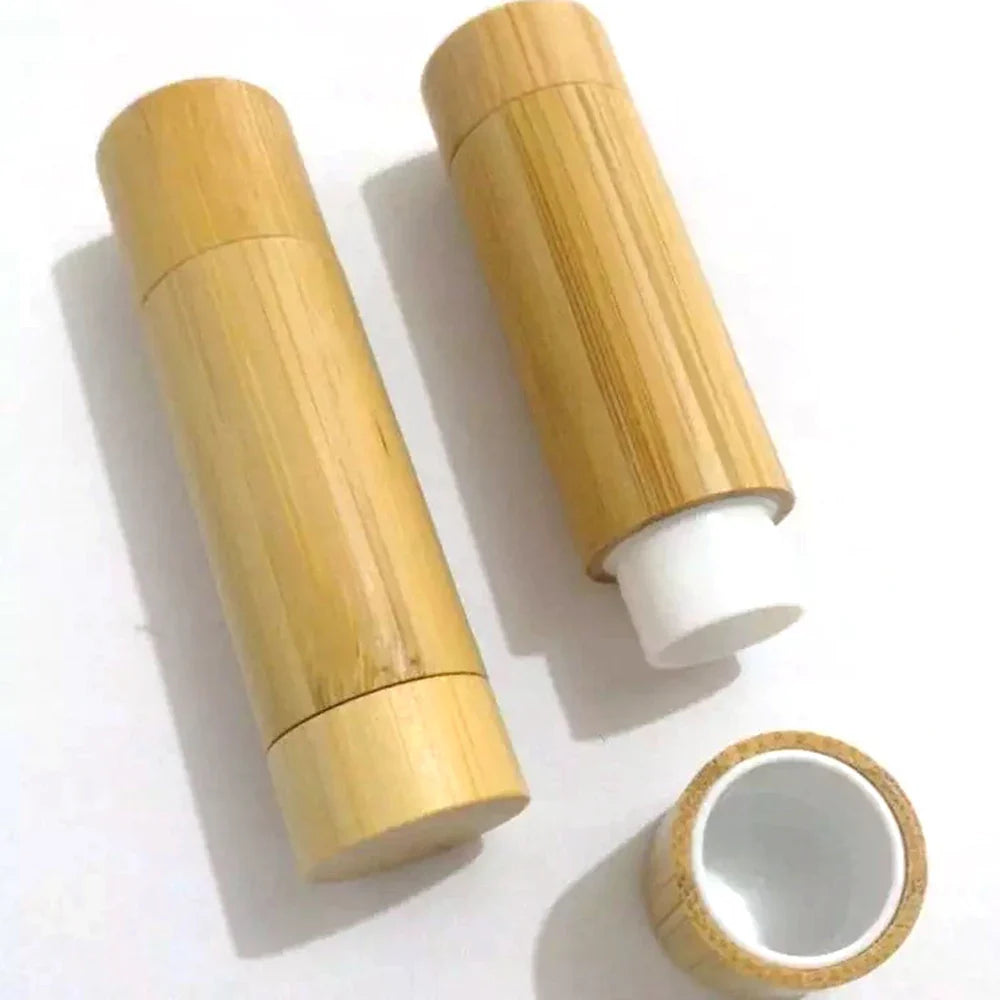 Povei Bamboo Lipstick Tubes: Refillable Cosmetic Containers for Lip Balm, Gloss, Deodorant