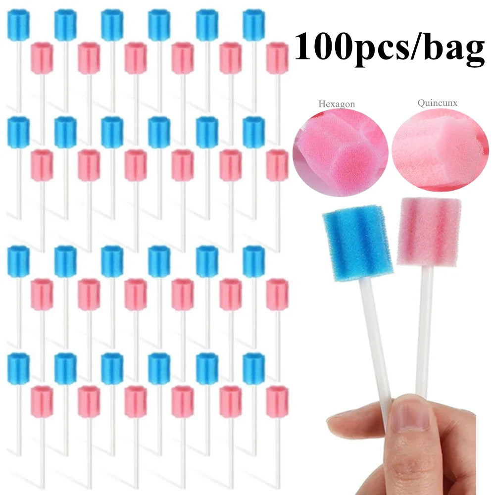 Povei Disposable Mouth Swabs Sponge Dental Swabsticks for Oral Care Health