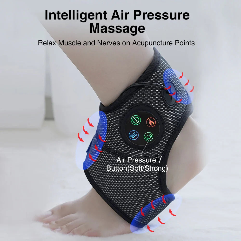 Povei Electric Air Pressure Ankle Brace Joint Heating Vibration Massage Support