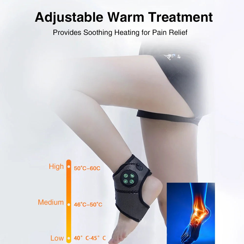 Povei Electric Air Pressure Ankle Brace Joint Heating Vibration Massage Support