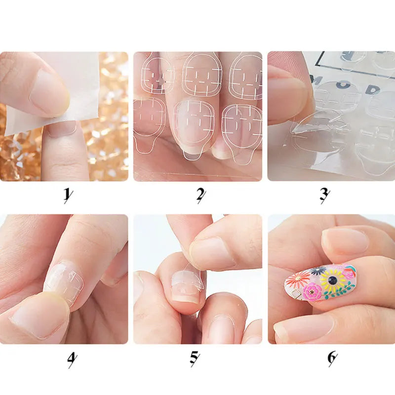 Povei Double Sided False Nail Adhesive Stickers - 24 Pcs Manicure Extensions