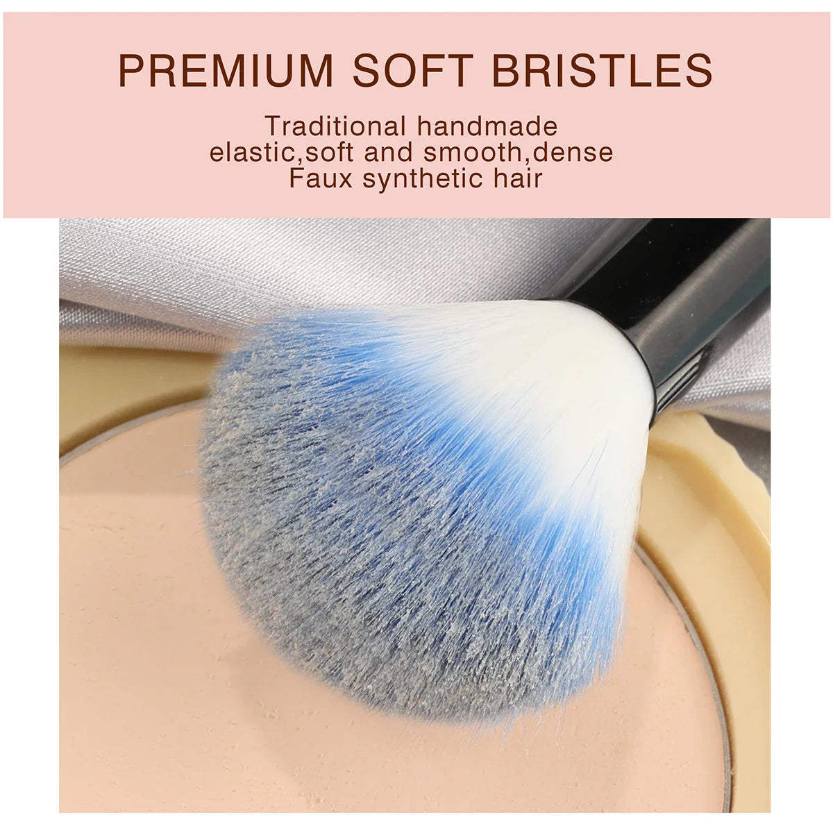 Povei Blue Makeup Brushes Set for Face and Eyes