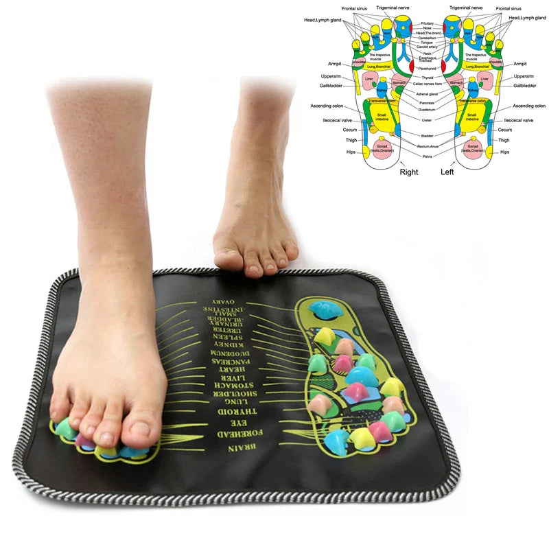 Povei Reflexology Foot Massager Stone Mat for Pain Relief and Detox