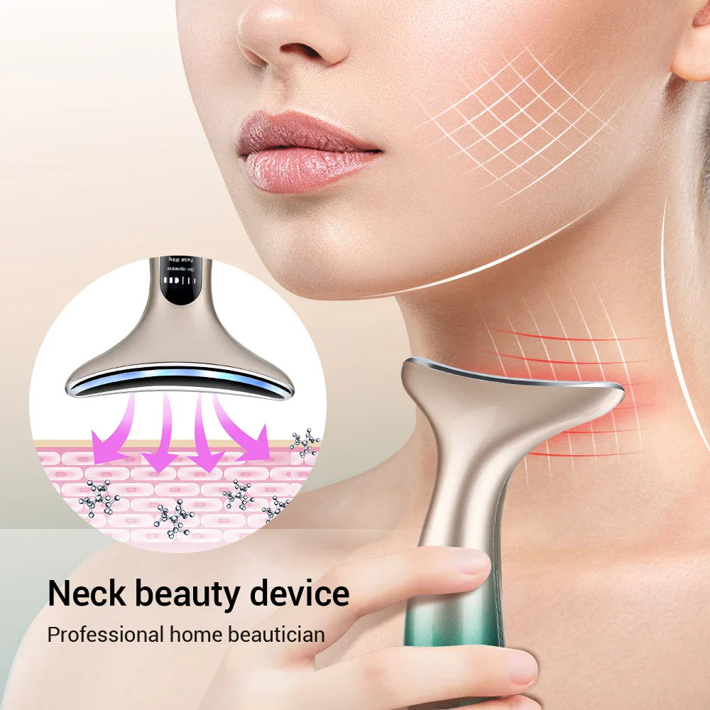 Povei LED Photon Neck Face Massager for Skin Tightening and Rejuvenation