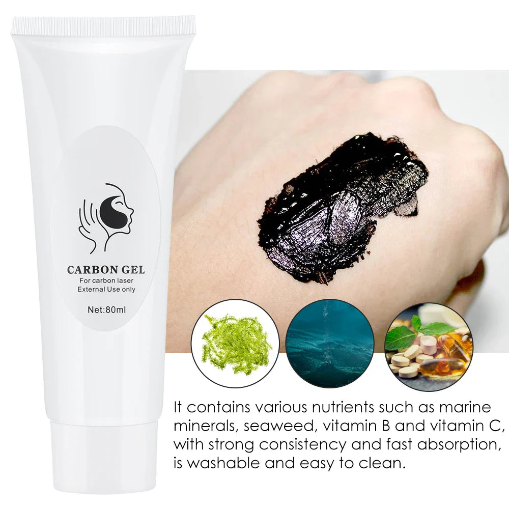 Povei Carbon Gel Black Face Cream Mask for Skin Rejuvenation and Whitening