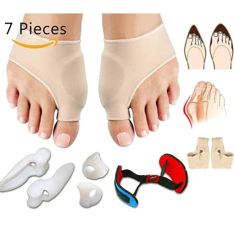 Bunion Corrector Set by Povei: Gel Pad, Stretch Nylon, Hallux Valgus Protector, Toe Separator