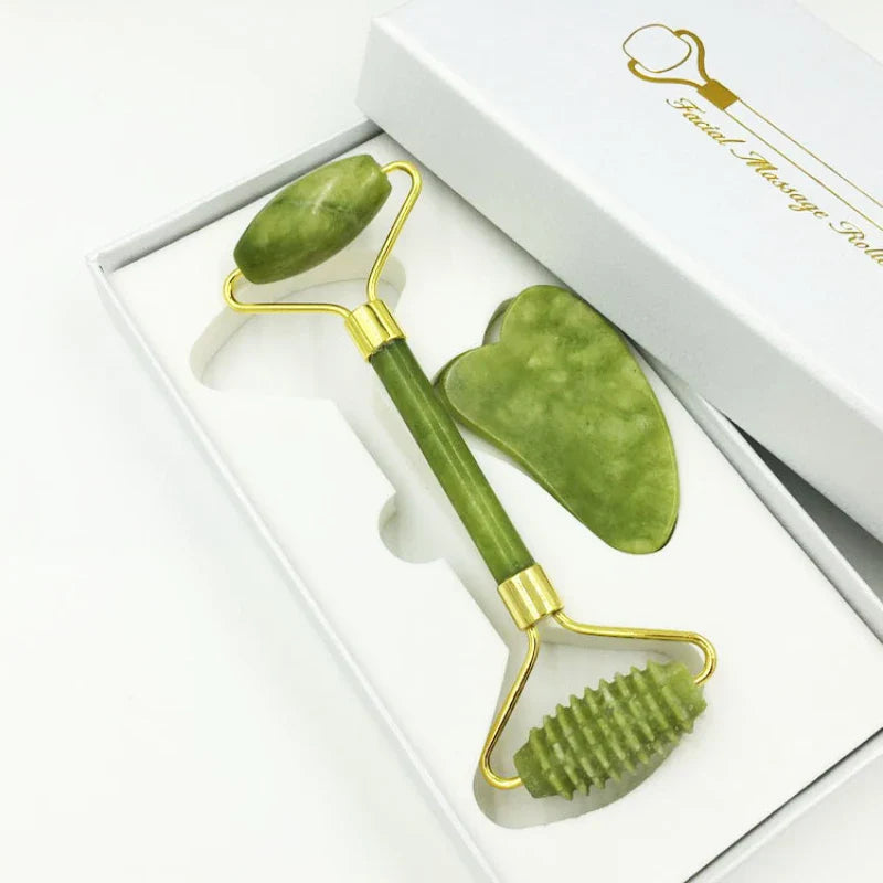 Povei Jade Gua Sha Face Massager Tool for Acupoint Eye Care and Facial Massage