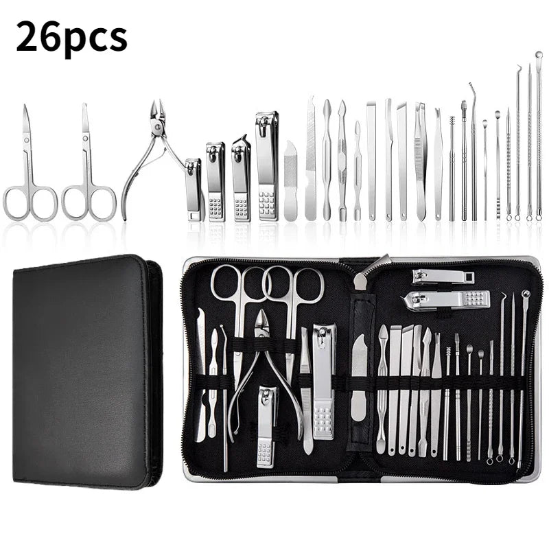 Povei 30pcs Manicure Pedicure Kit with High Quality Nail Clippers and File