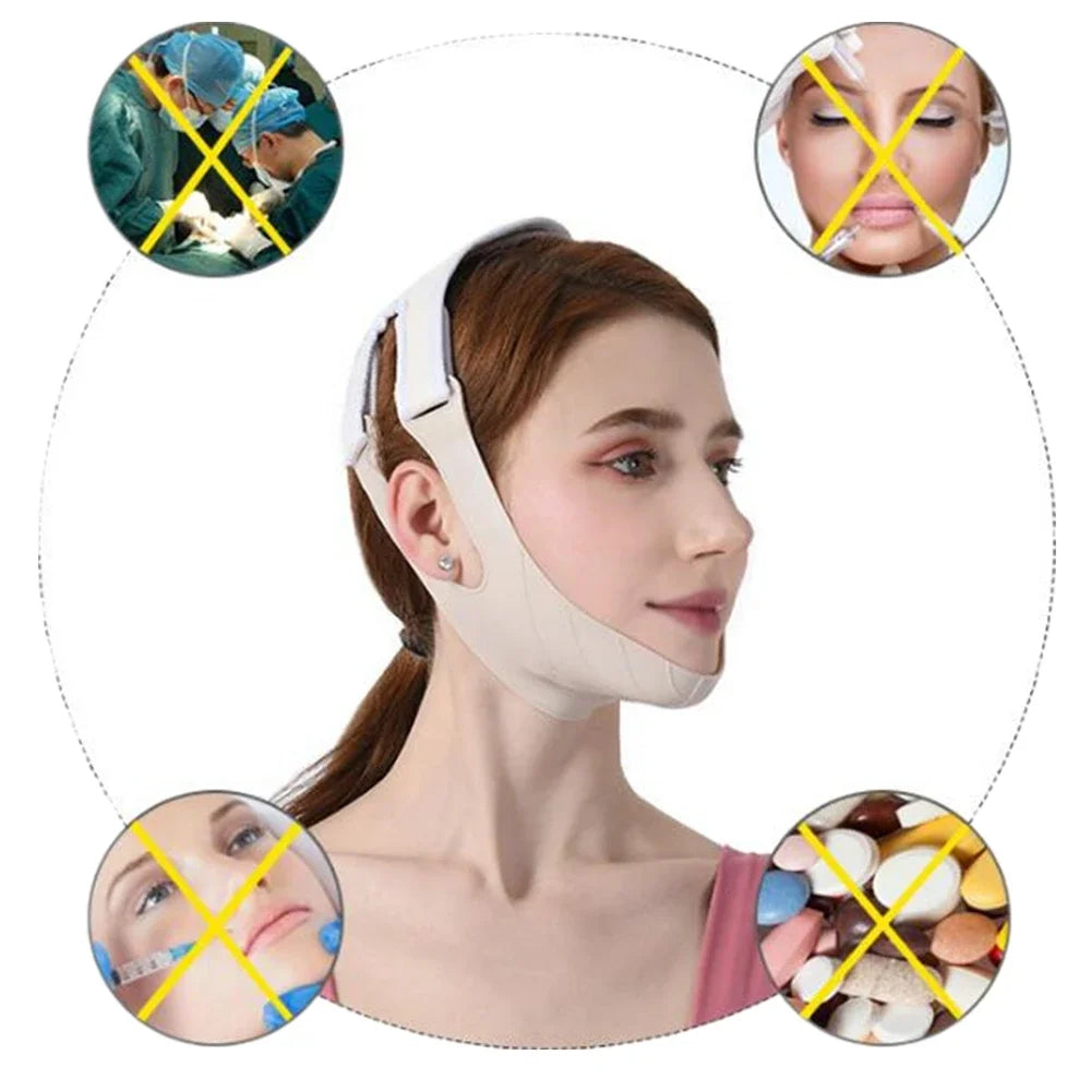 Povei Silicone Face Slimming Bandage V Line Shaper Chin Cheek Lifting Belt