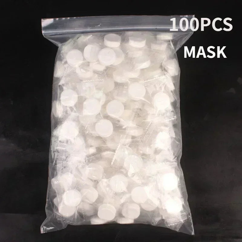 Povei Compressed Facial Mask: 100pcs Non-woven Face Mask for Portable Skin Care