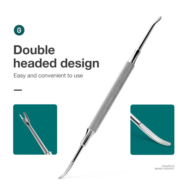 Povei Double Head Cuticle Pusher & Trimmer for Nail Care