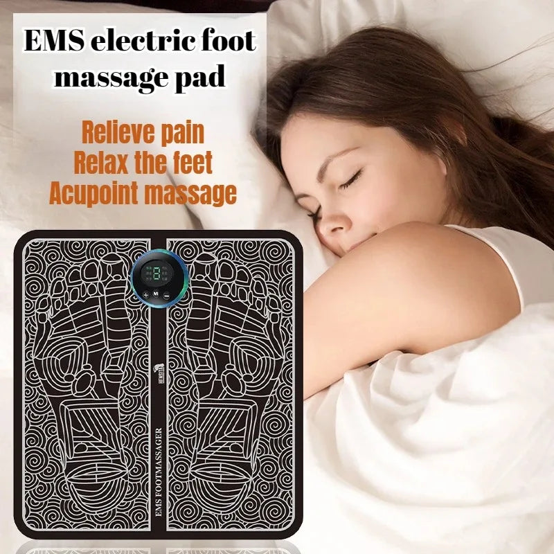 Povei Electric EMS Foot Massager Pad Portable Foldable Massage Mat