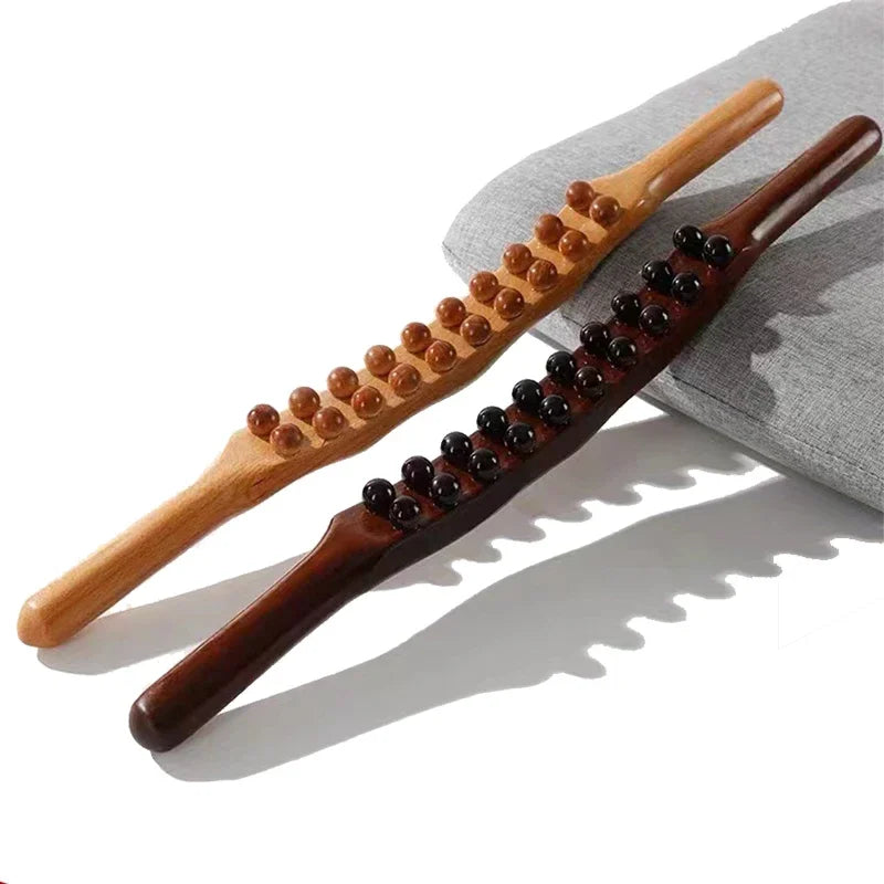 Povei Carbonized Wood Guasha Massage Stick for Muscle Relaxation and Meridian Therapy