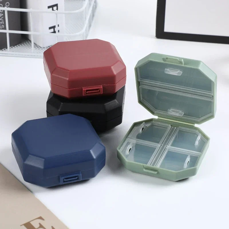 Povei 6-Compartment Portable Pill Organizer - Nordic Style Dispenser Medicine Box